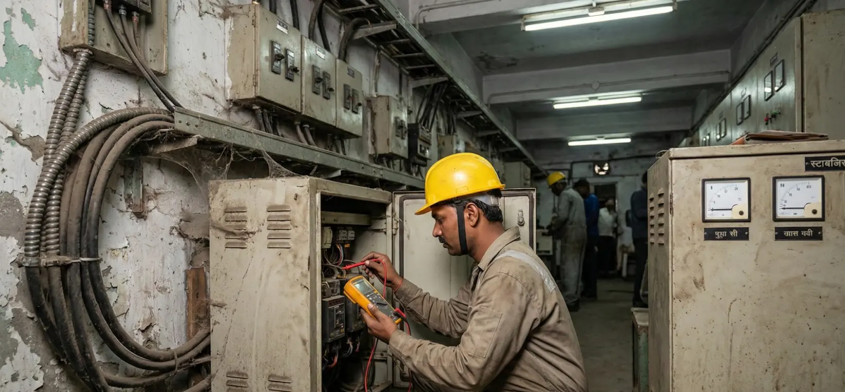 Industrial equipment operating with controlled power conditions